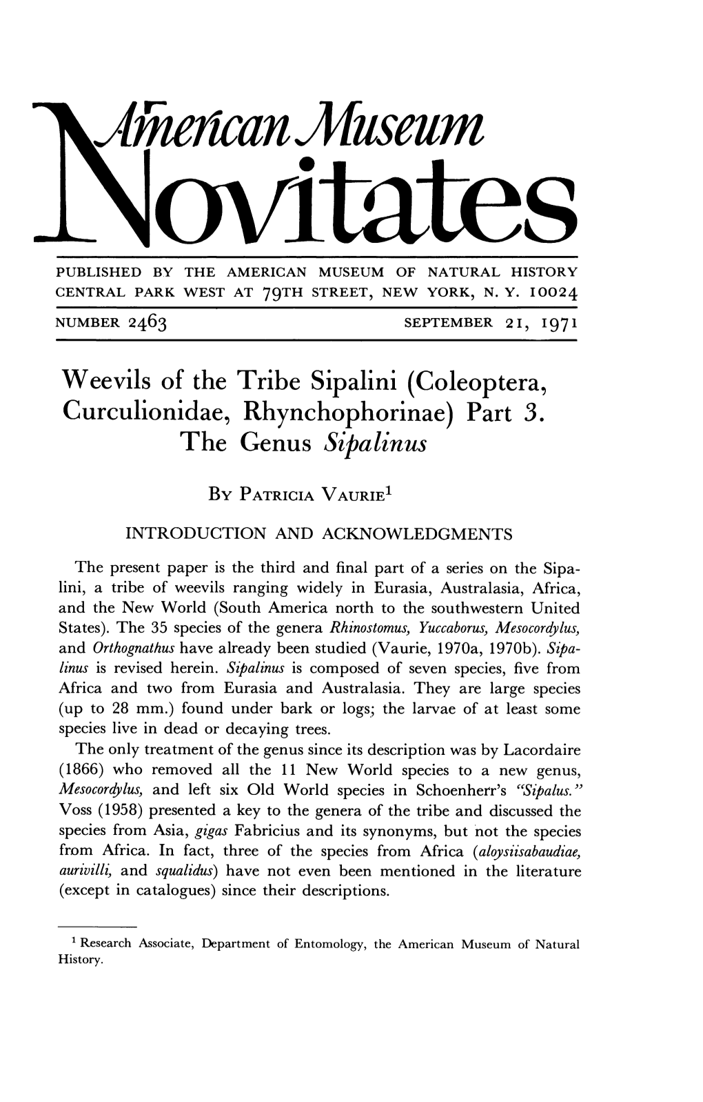 1H Ie'icanjflsdum 2 Ovitat1es PUBLISHED by the AMERICAN MUSEUM of NATURAL HISTORY CENTRAL PARK WEST at 79TH STREET, NEW YORK, N