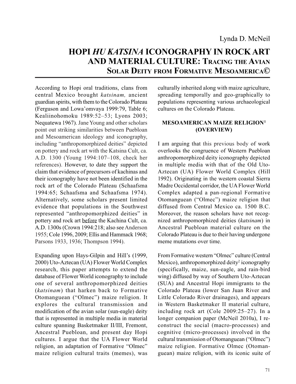 Hopi Hu Katsina Iconography in Rock Art and Material Culture: Tracing the Avian Solar Deity from Formative Mesoamerica!