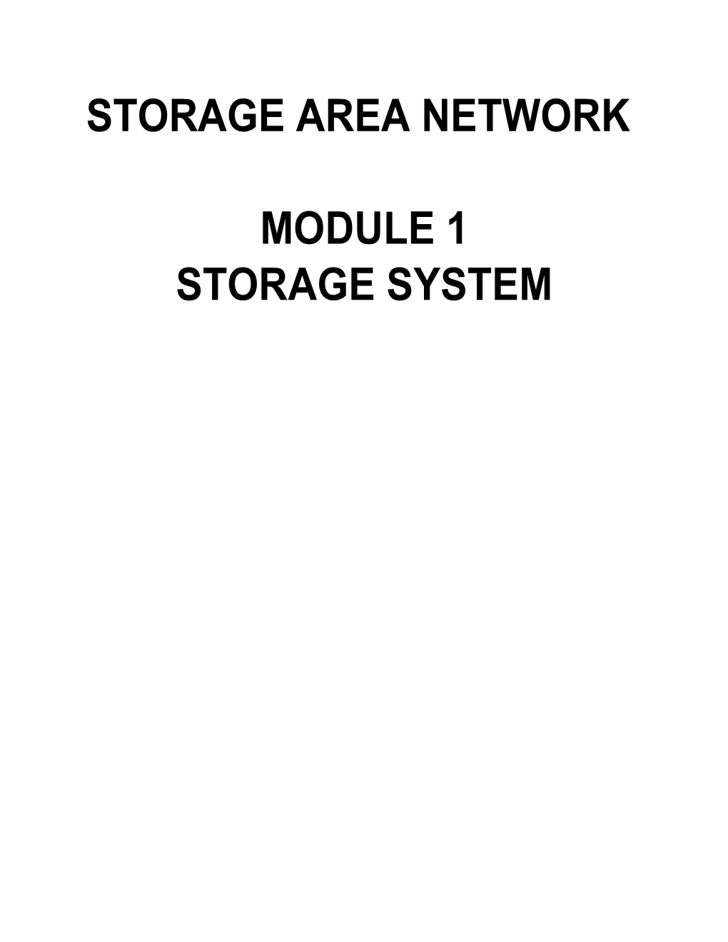 Storage Area Network Module 1 Storage System