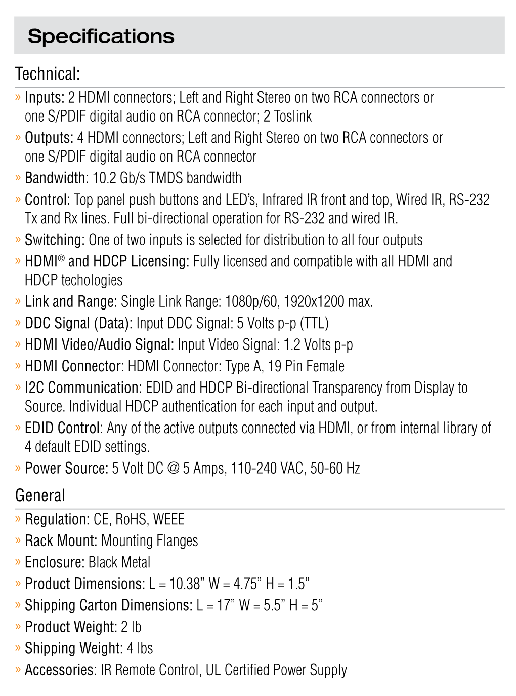 Specifications Tion Amplifier