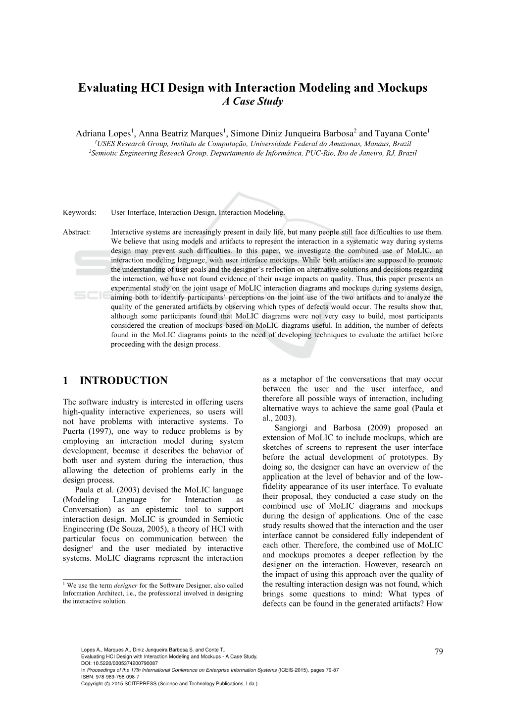 Evaluating HCI Design with Interaction Modeling and Mockups a Case Study