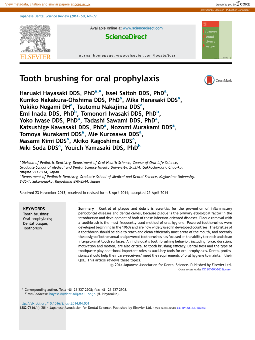 Tooth Brushing for Oral Prophylaxis