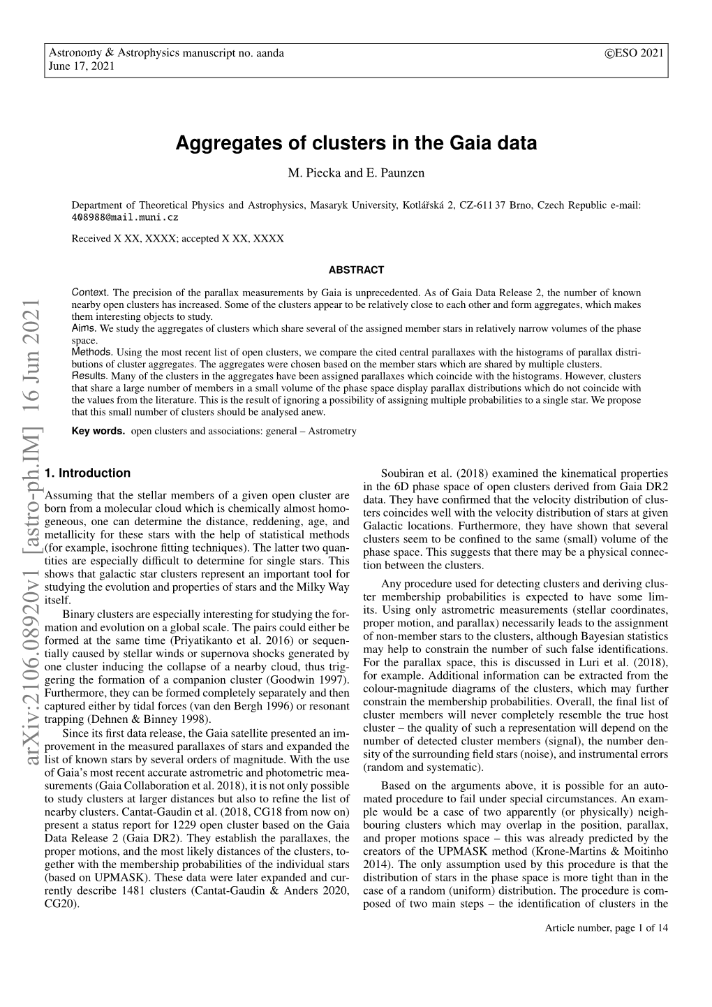 Aggregates of Clusters in the Gaia Data M