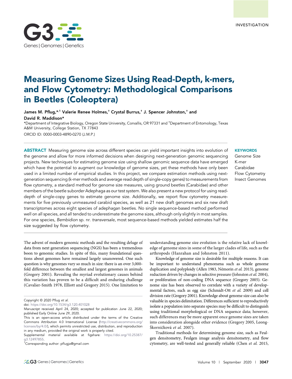 Measuring Genome Sizes Using Read-Depth, K-Mers, and Flow Cytometry: Methodological Comparisons in Beetles (Coleoptera)