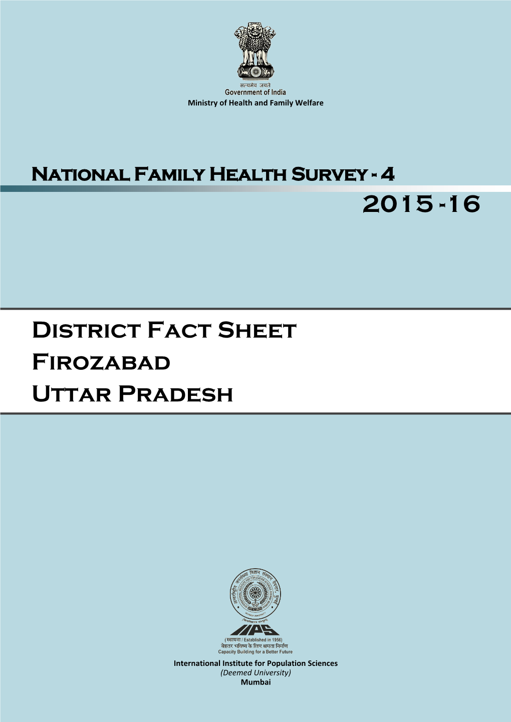 District Fact Sheet Firozabad Uttar Pradesh