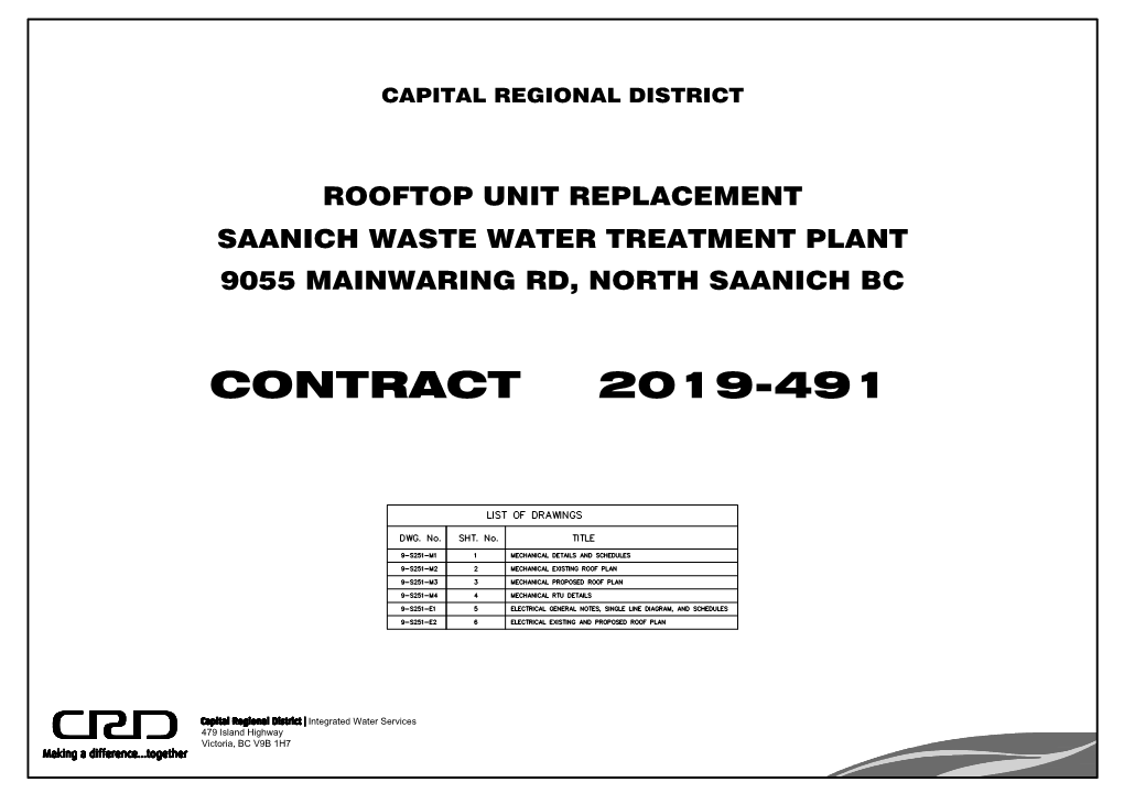 Rooftop Unit Replacement Saanich Waste Water Treatment Plant 9055 Mainwaring Rd, North Saanich Bc