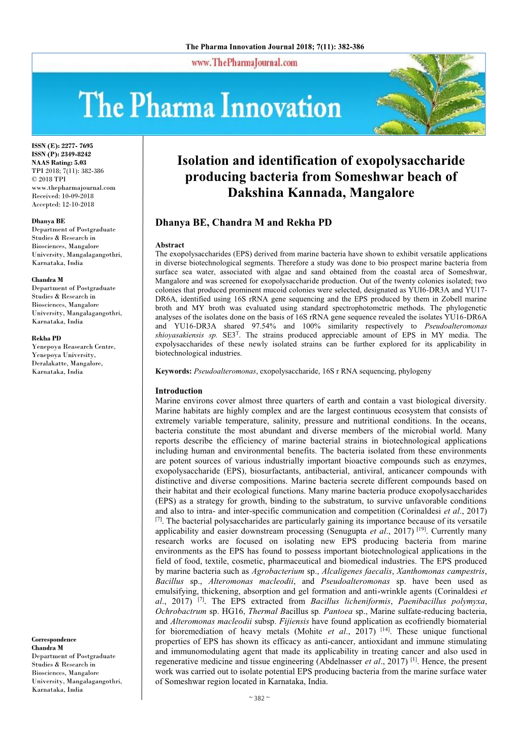 Isolation and Identification of Exopolysaccharide Producing