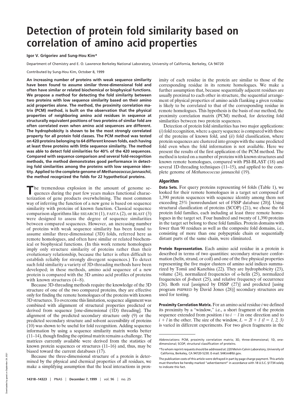 Detection of Protein Fold Similarity Based on Correlation of Amino Acid Properties