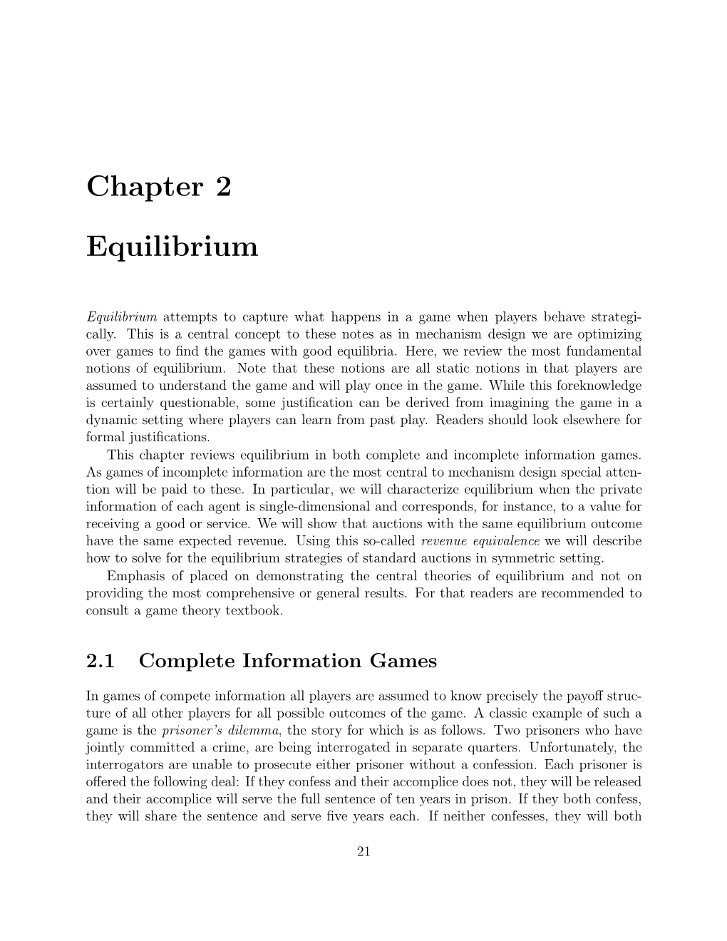Chapter 2 Equilibrium