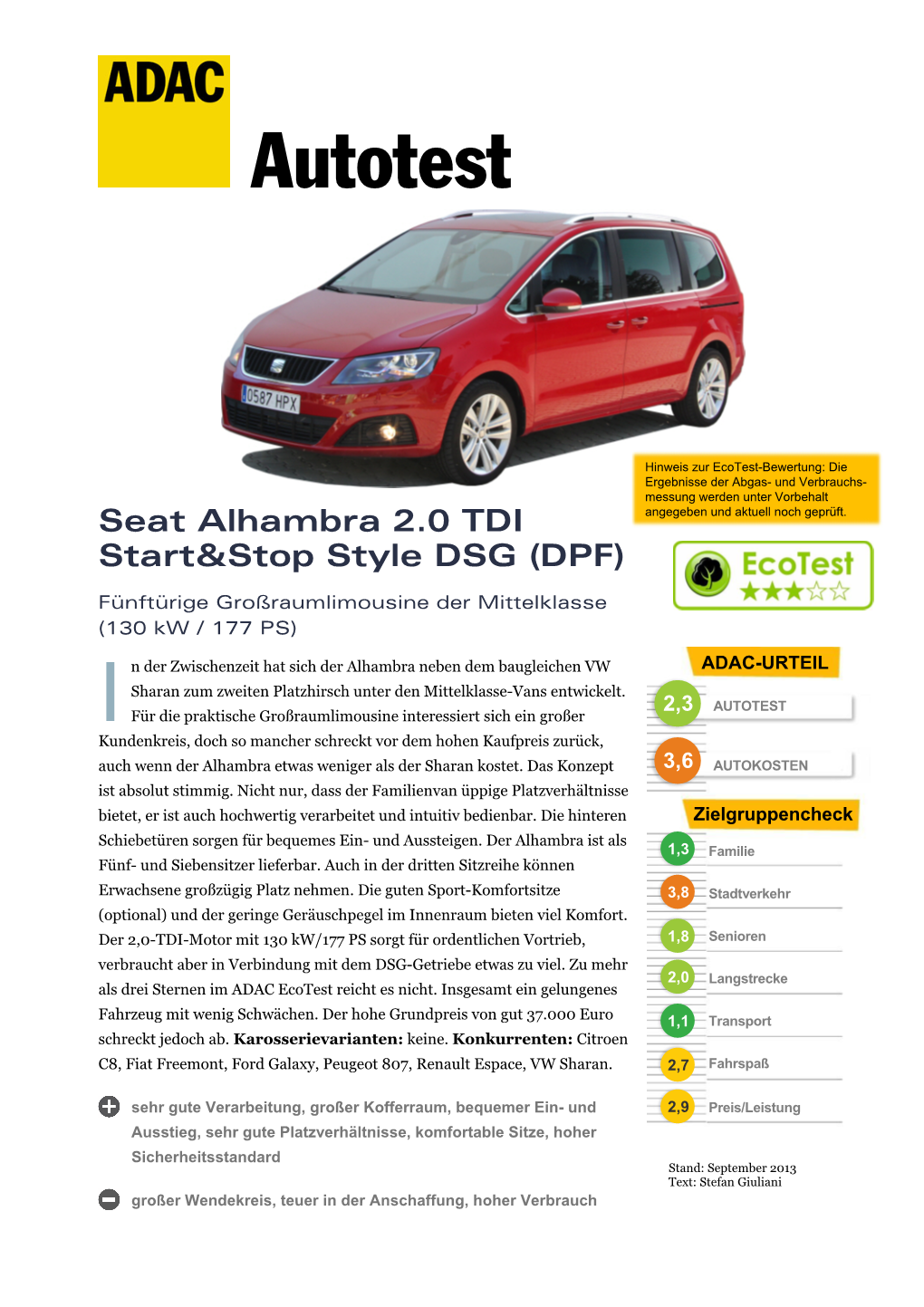 Seat Alhambra 2.0 TDI Start&Stop Style