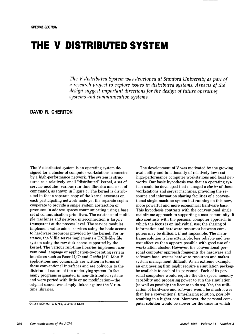The V Distributed System