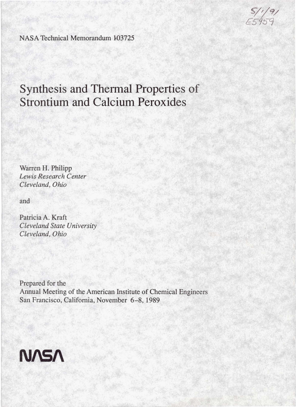 Synthesis and Thermal Properties of Strontium and Calcium Peroxides