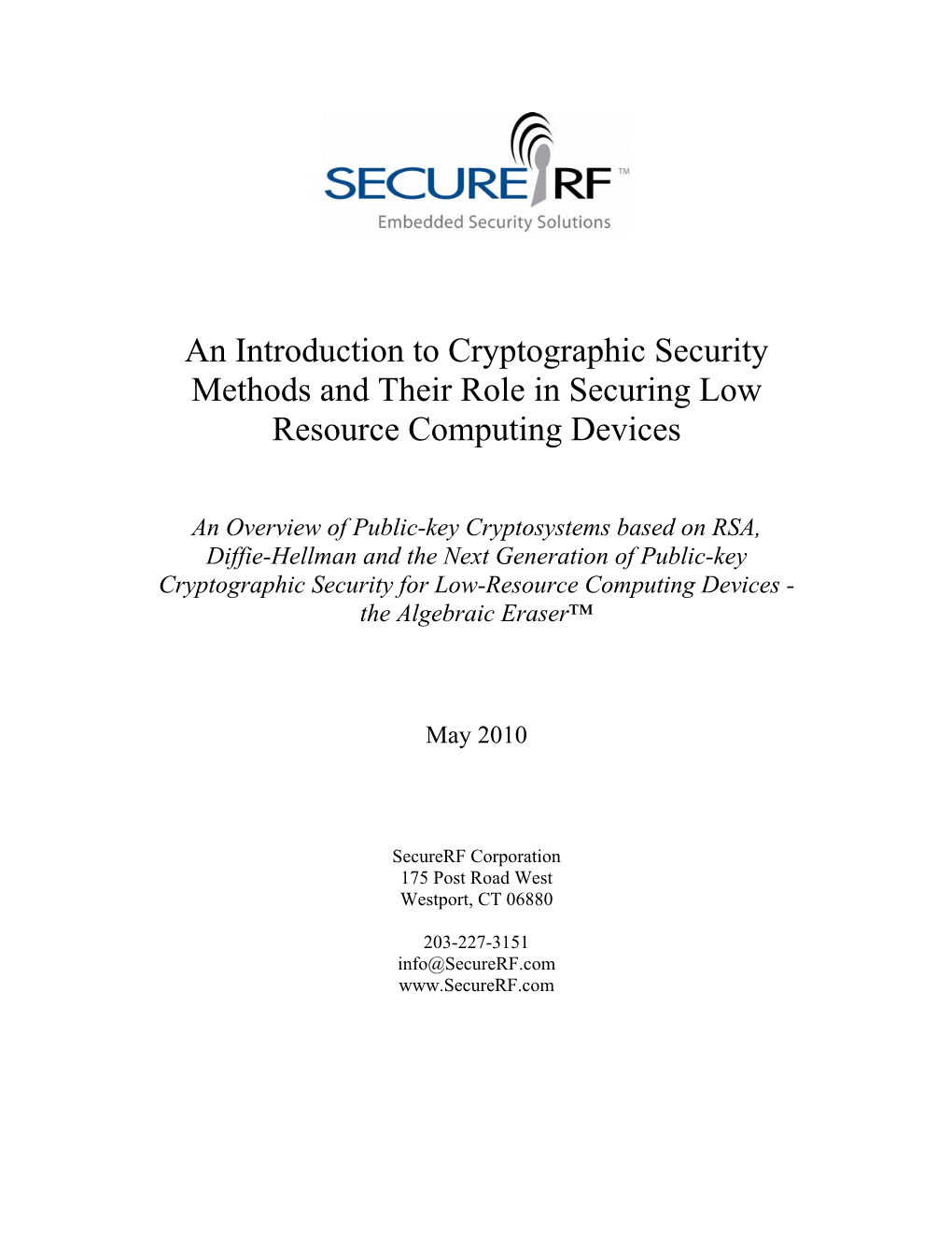 An Introduction to Cryptographic Security Methods and Their Role in Securing Low Resource Computing Devices