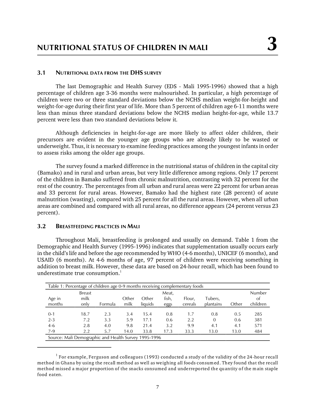 Nutritional Status of Children in Mali 3