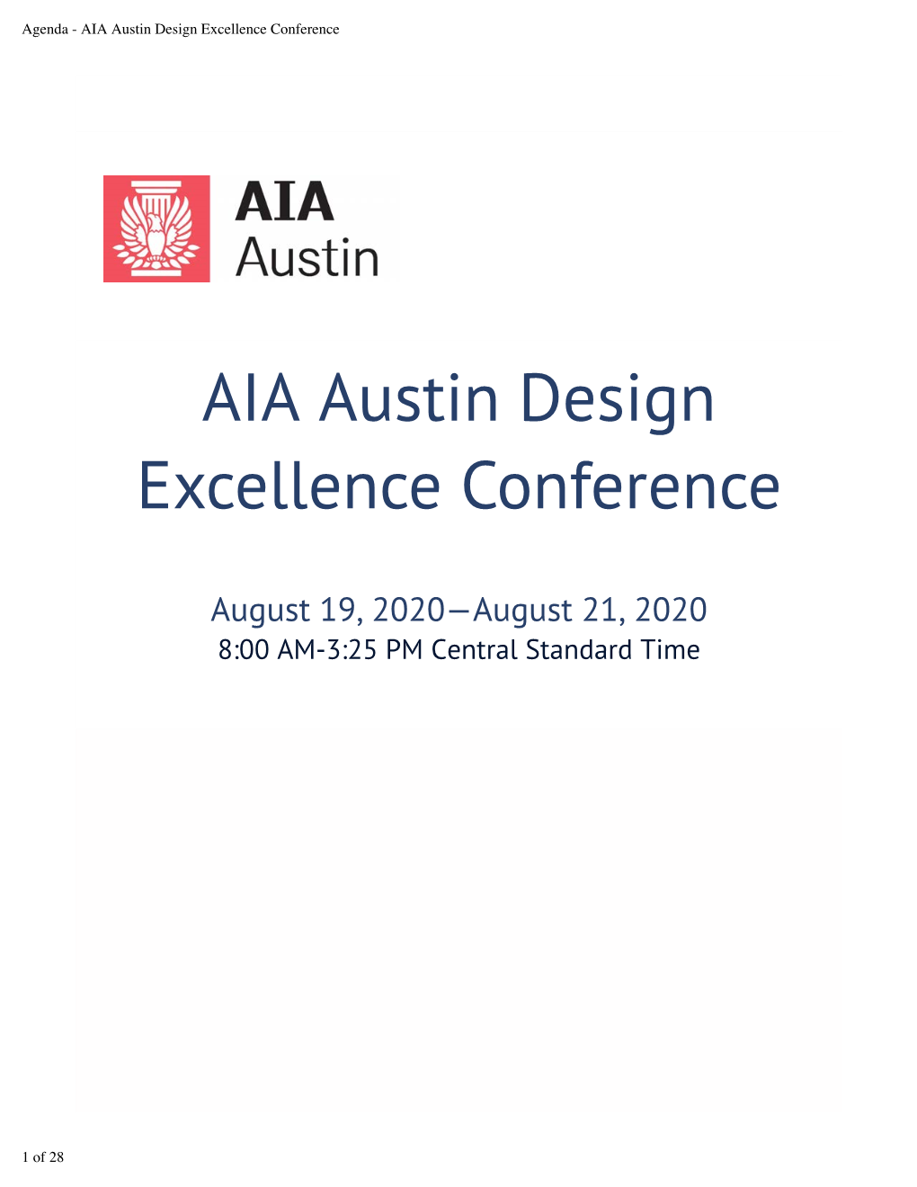 Agenda - AIA Austin Design Excellence Conference