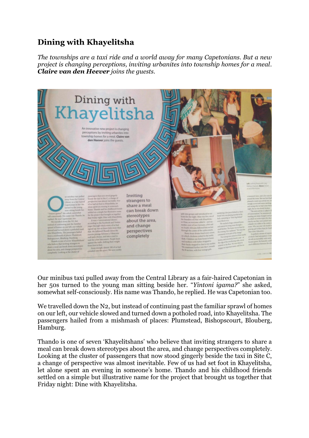 Dining with Khayelitsha