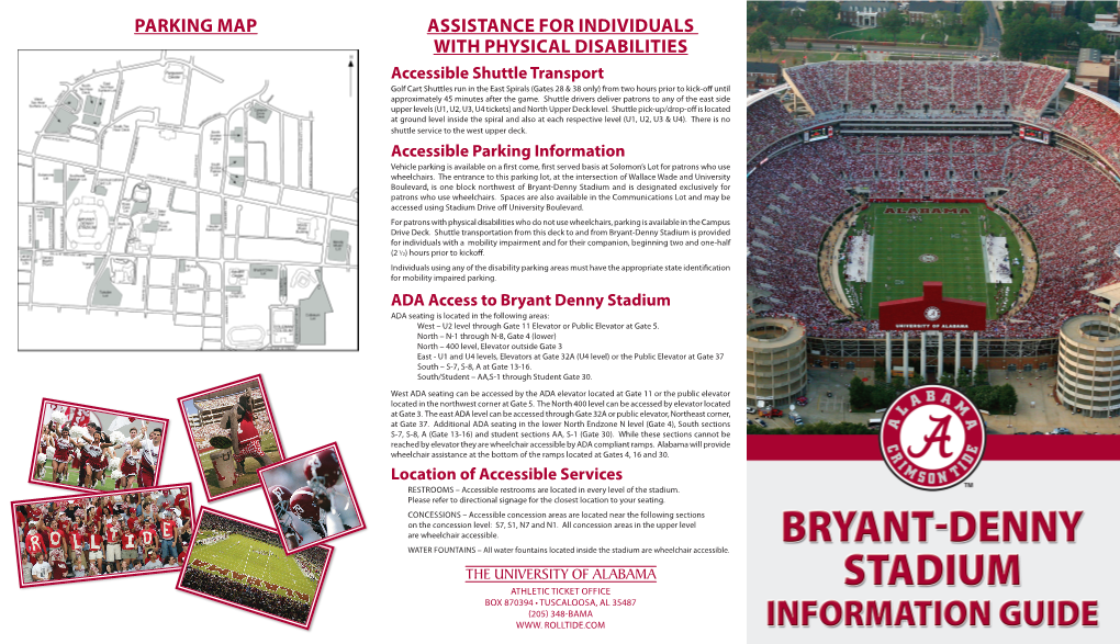 Bryant-Denny Stadium Rules GATES 29 Student Entrance Post Game Servicing Game Day Routes