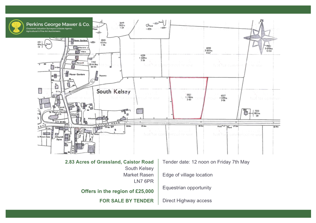 Freehold Grassland, South Kelsey, Lincolnshire – 2.83 Acres