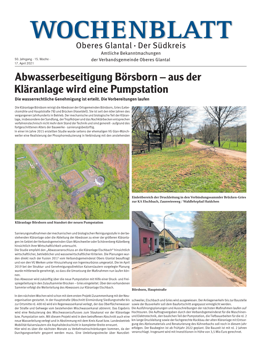 Abwasserbeseitigung Börsborn – Aus Der Kläranlage Wird Eine Pumpstation Die Wasserrechtliche Genehmigung Ist Erteilt