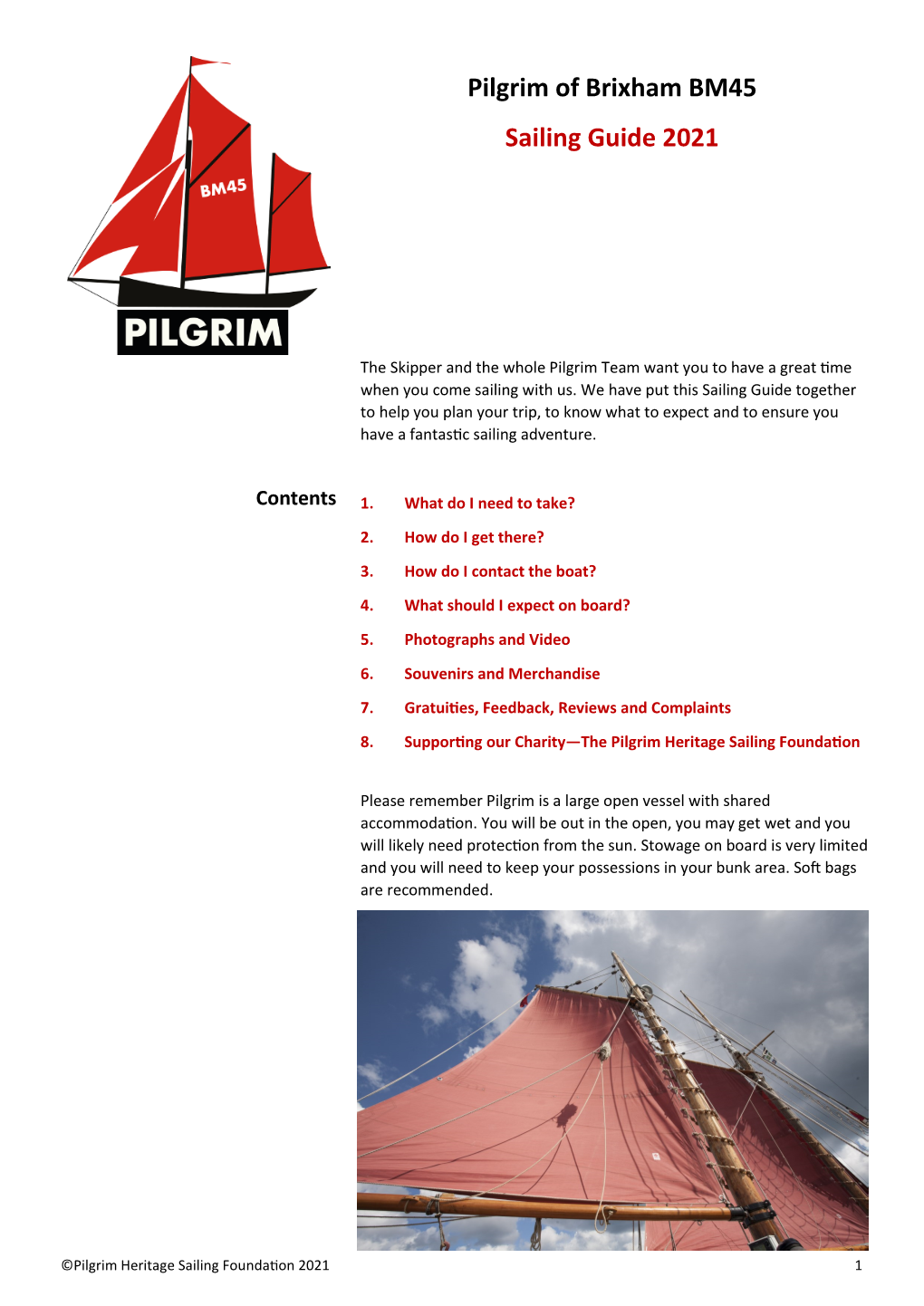 Pilgrim of Brixham BM45 Sailing Guide 2021