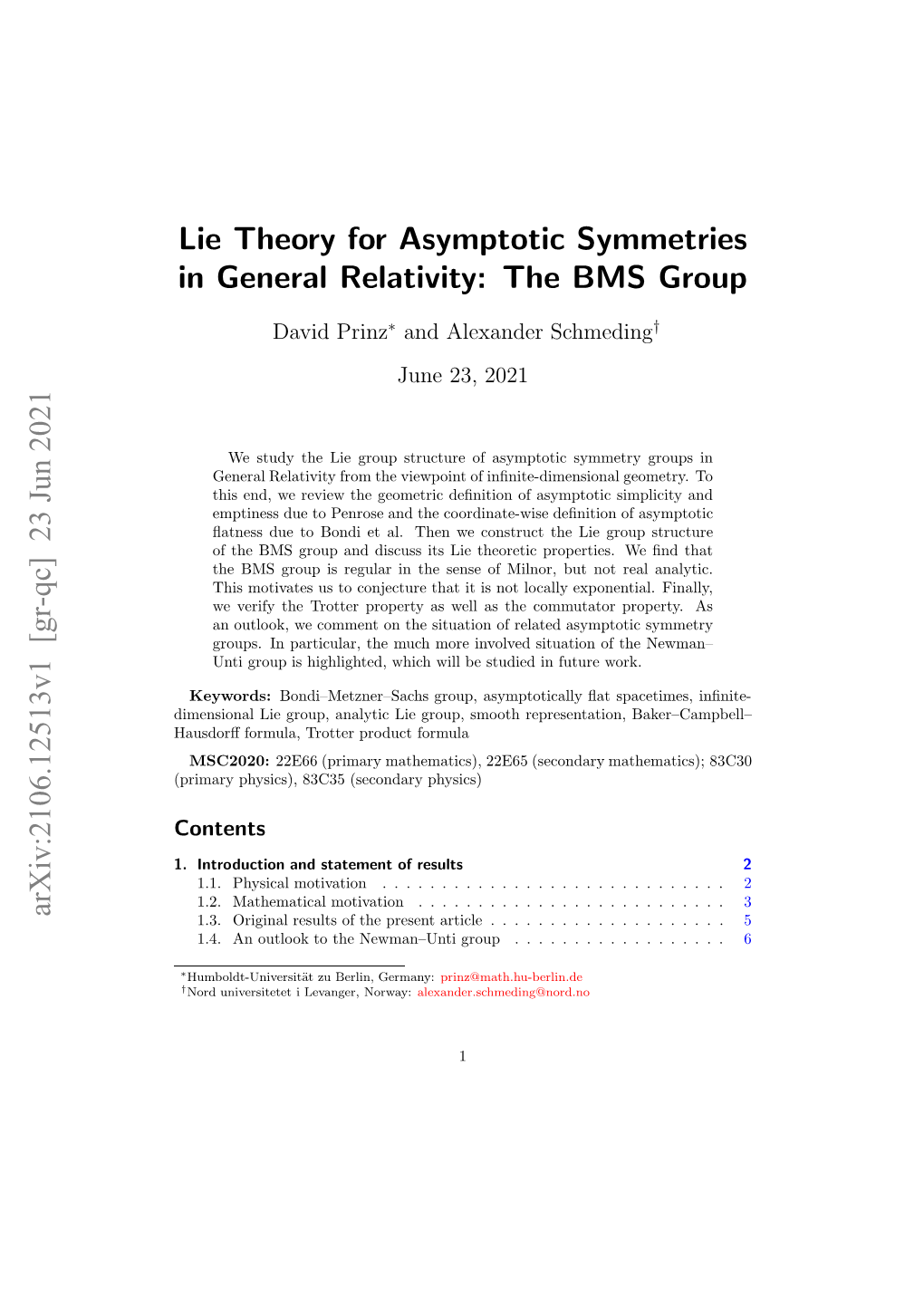 Lie Theory for Asymptotic Symmetries in General Relativity: the NU Group