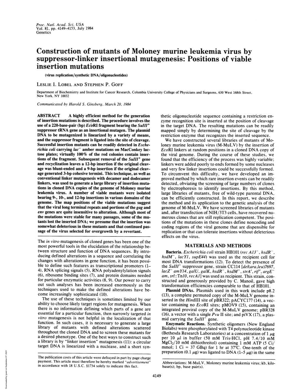 Suppressor-Linker Insertional Mutagenesis: Positions Ofviable