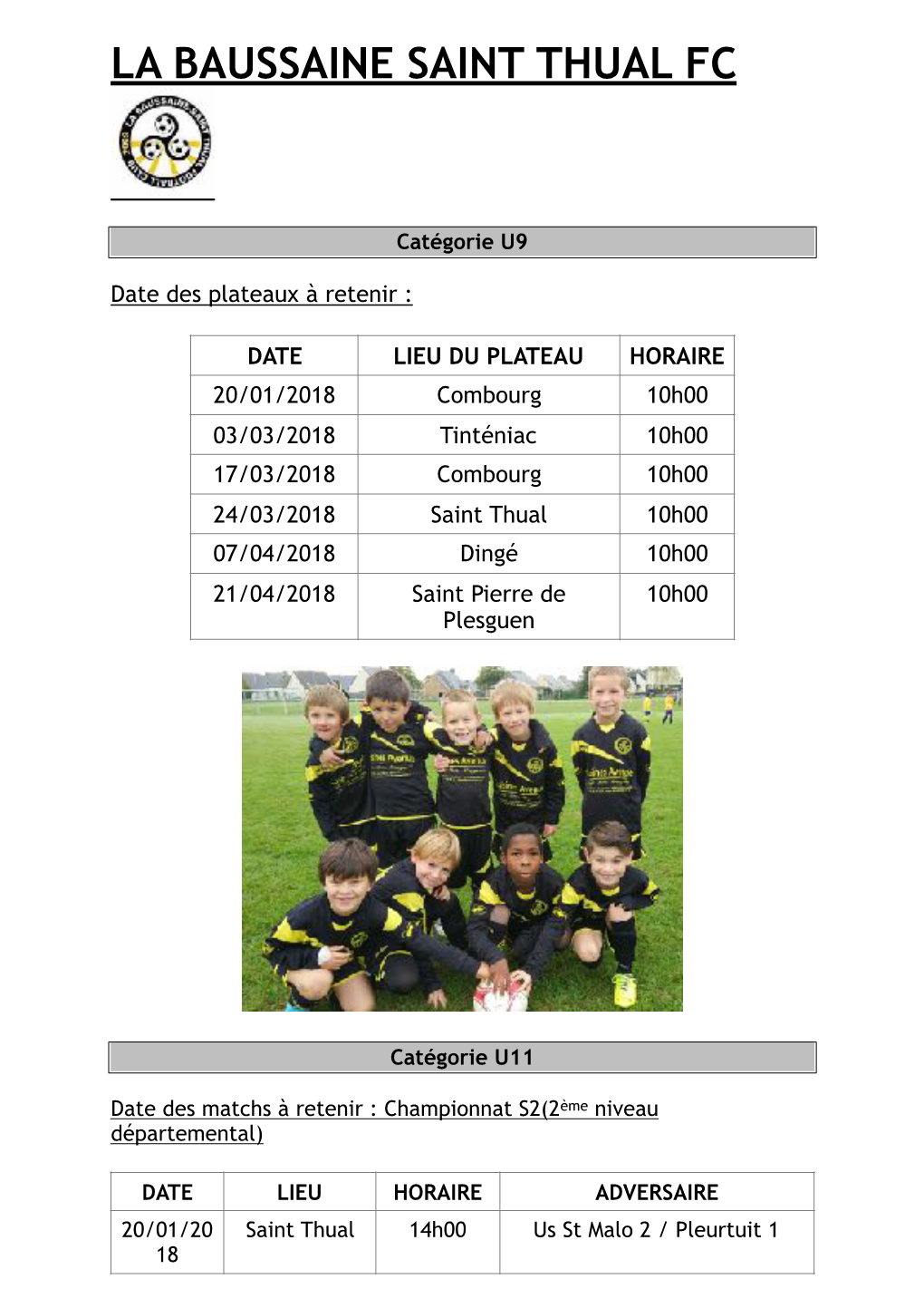 LBST FC Activités 2018