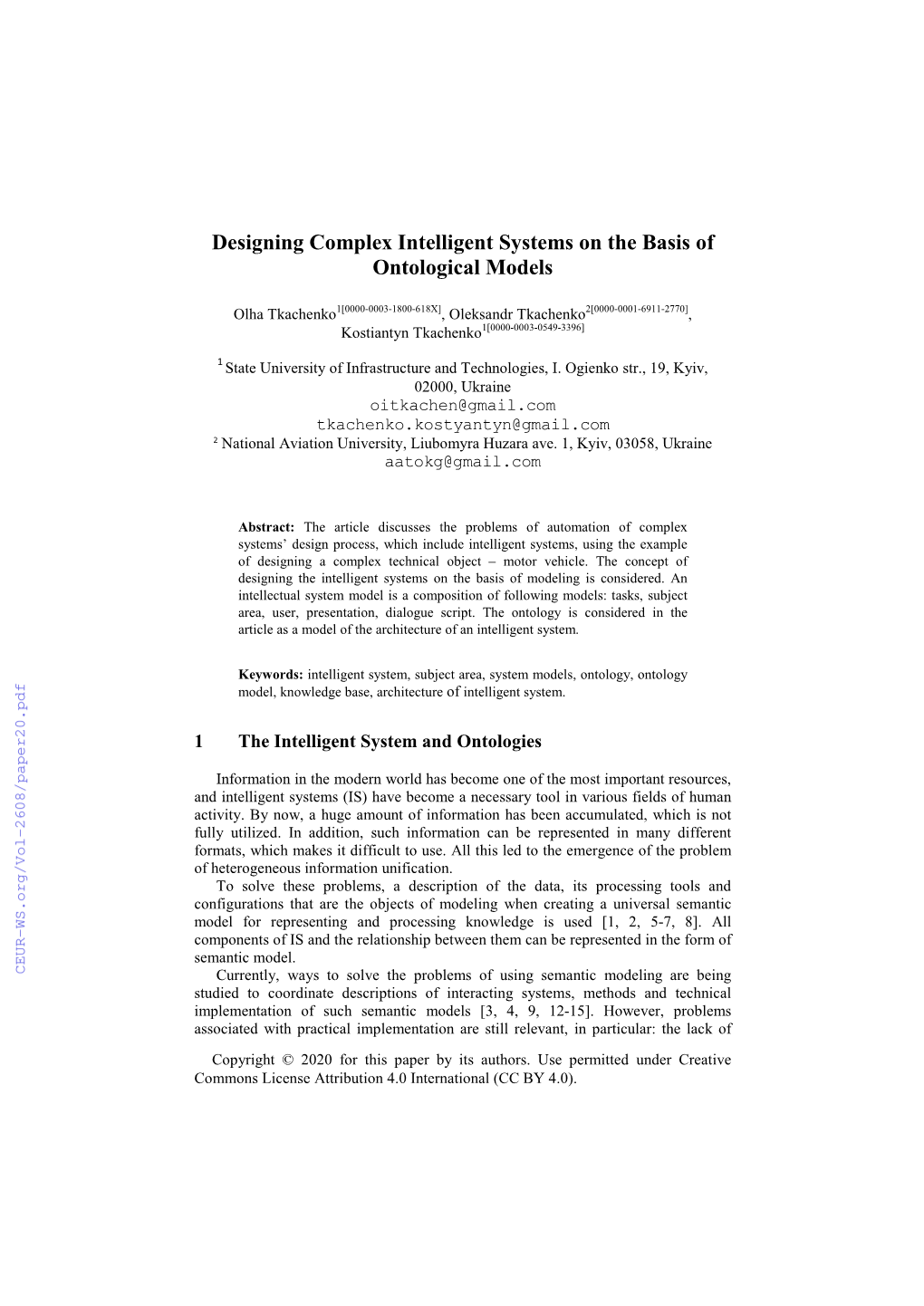 Designing Complex Intelligent Systems on the Basis of Ontological Models