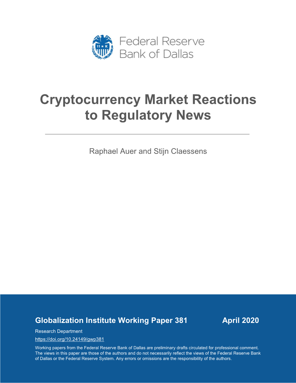 Cryptocurrency Market Reactions to Regulatory News