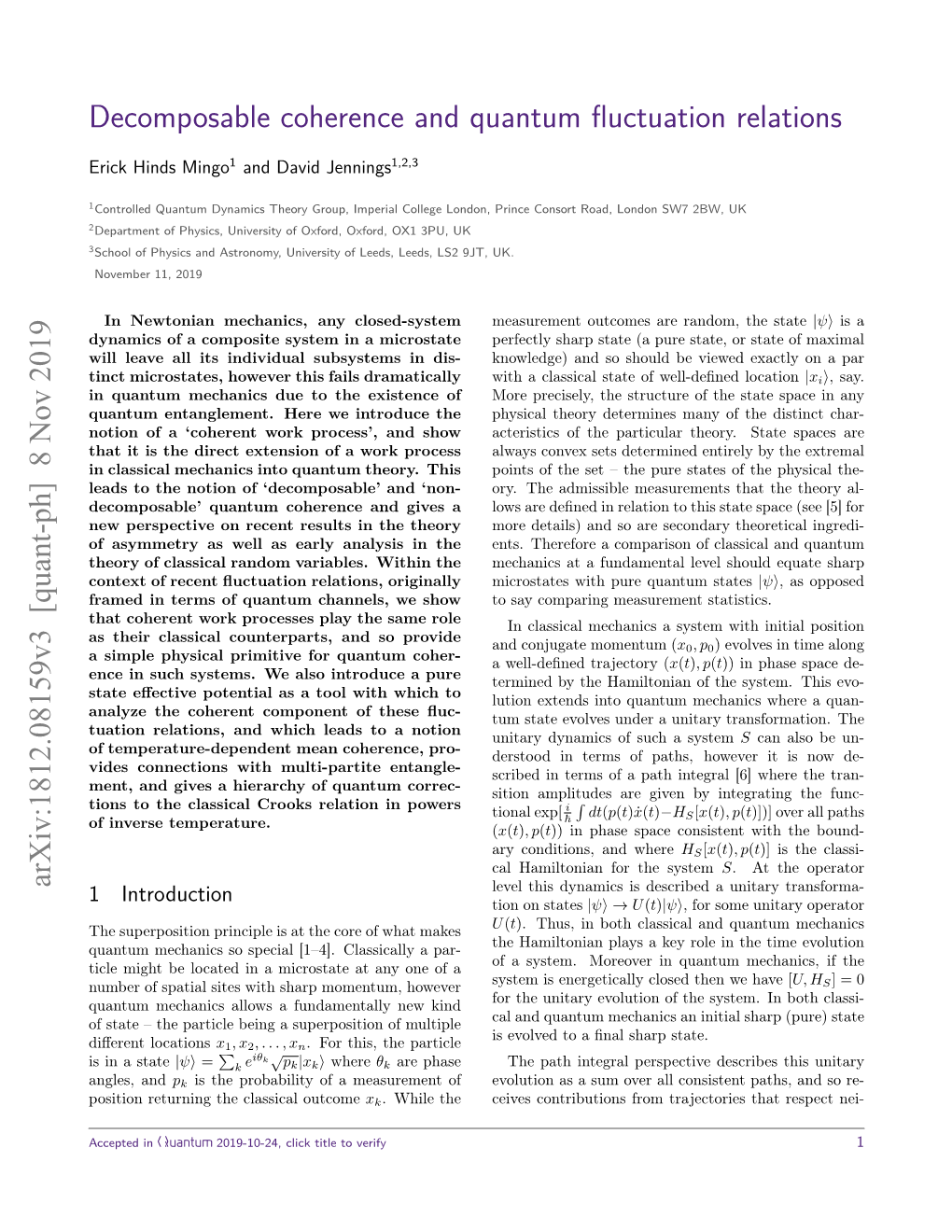 Decomposable Coherence and Quantum Fluctuation Relations