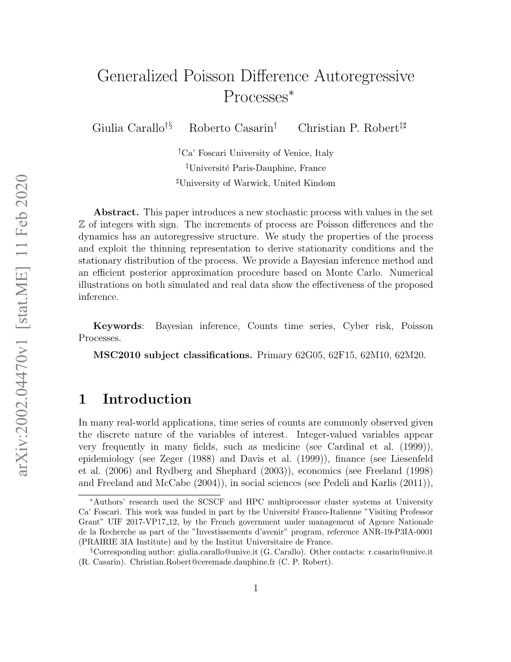 Generalized Poisson Difference Autoregressive Processes