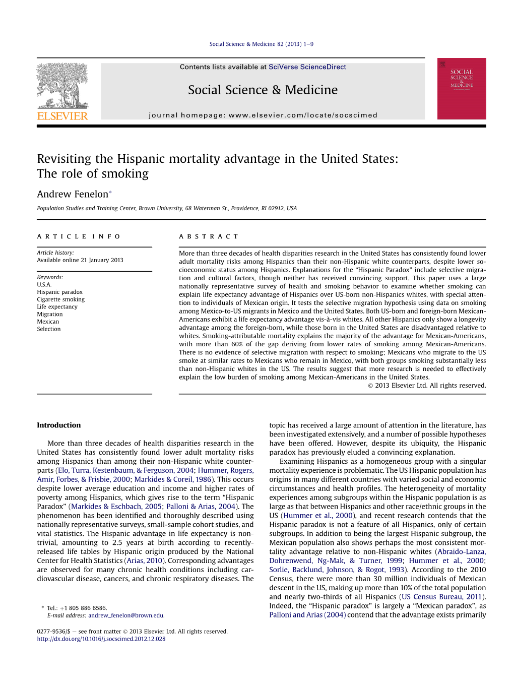 Revisiting the Hispanic Mortality Advantage in the United States: the Role of Smoking