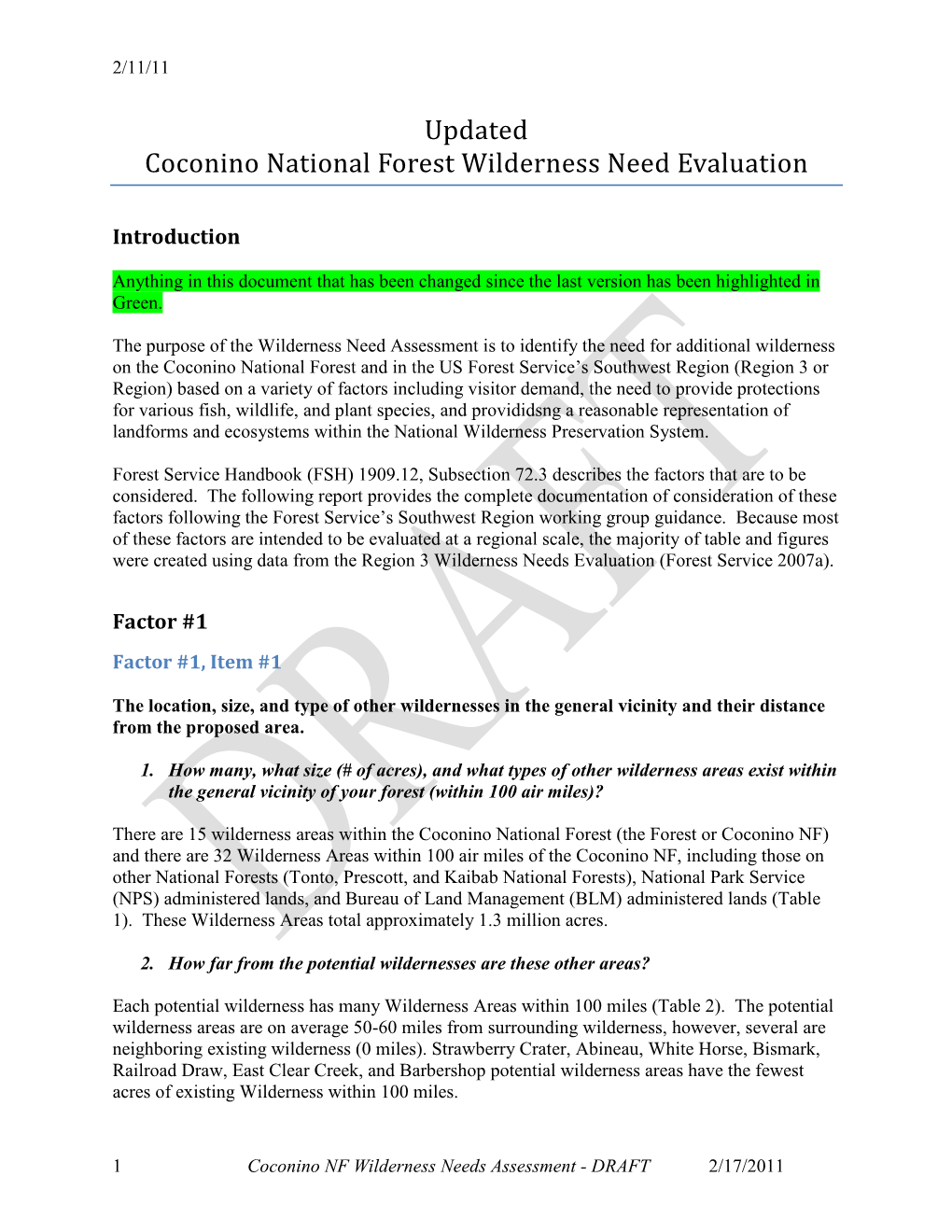 Wilderness Need Assessment Instructions