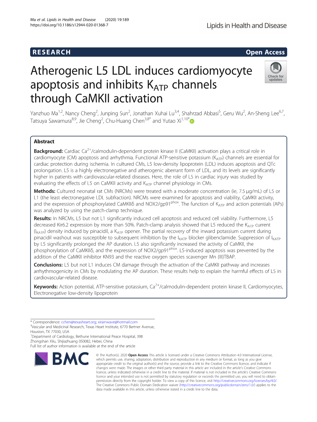 Atherogenic L5 LDL Induces Cardiomyocyte Apoptosis And