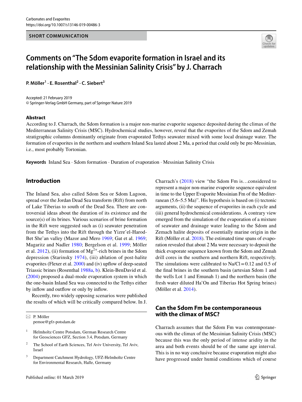 The Sdom Evaporite Formation in Israel and Its Relationship with the Messinian Salinity Crisis” by J