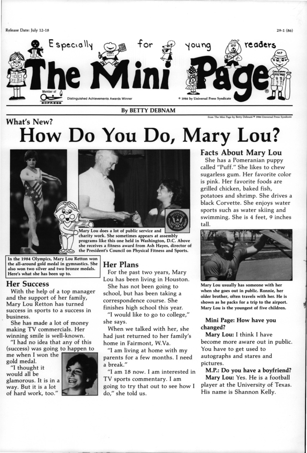How Do You Do, Mary Lou? Facts About Mary Lou She Has a Pomeranian Puppy Called "Puff." She Likes to Chew Sugarless Gum