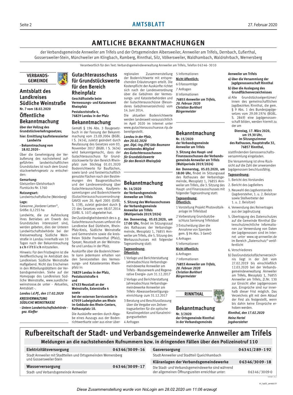 Bekanntmachungen Trifels Kurier Vom