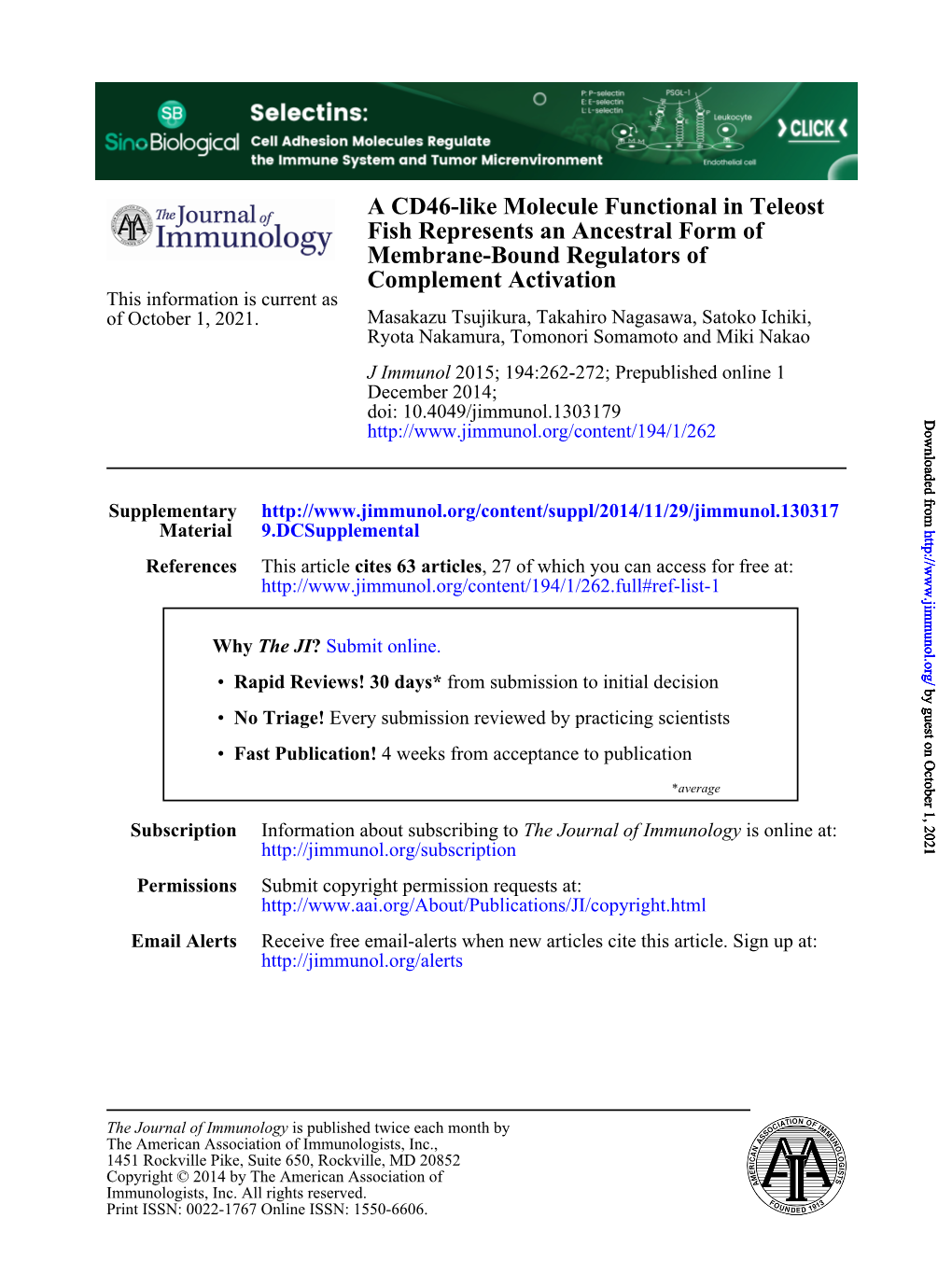 Complement Activation Membrane-Bound Regulators Of