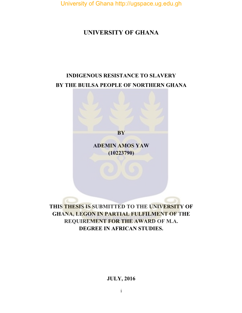 Indigenous Resistance to Slavery by the Builsa People in Northern Ghana