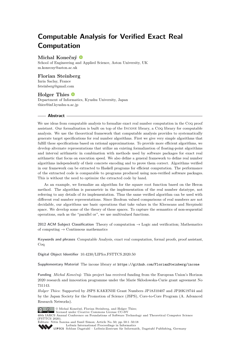 Computable Analysis for Verified Exact Real Computation