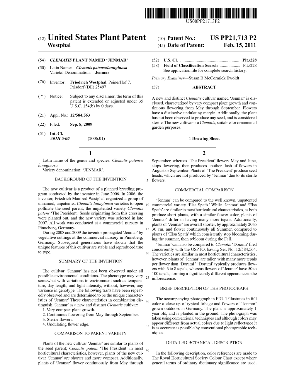 (12) United States Plant Patent (10) Patent N0.: US PP21,713 P2 Westphal (45) Date of Patent: Feb