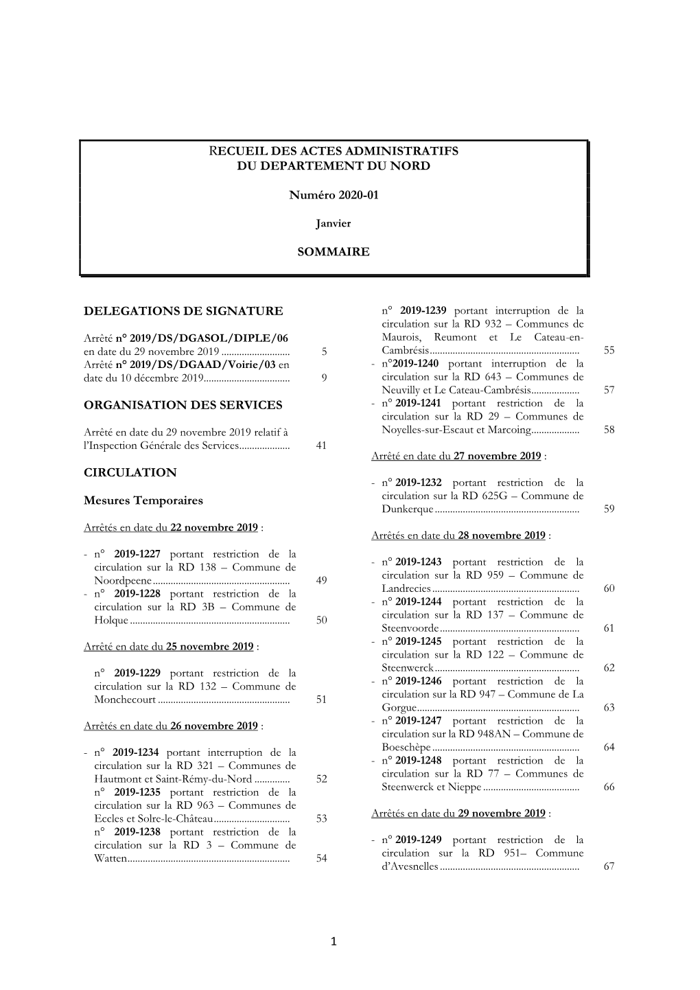 1 Recueil Des Actes Administratifs Du