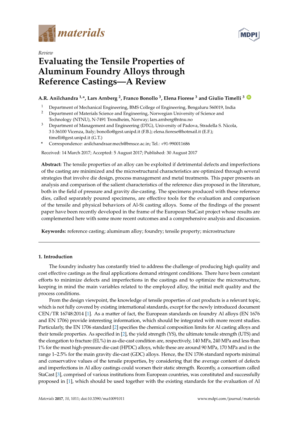 Evaluating the Tensile Properties of Aluminum Foundry Alloys Through Reference Castings—A Review