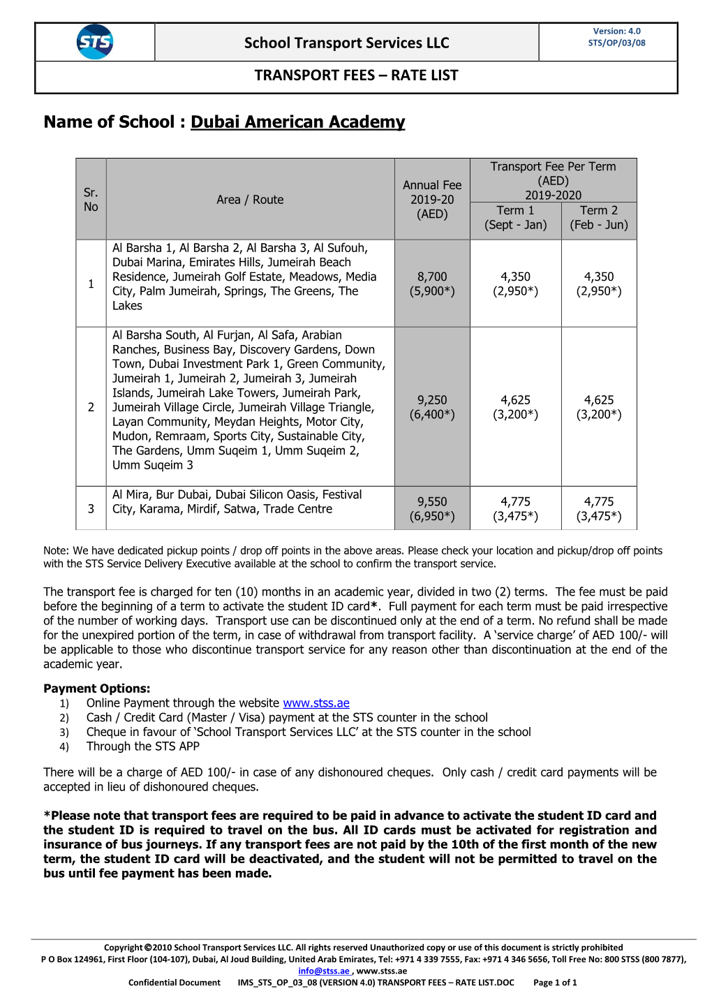 School Transport Services Llc (Sts)