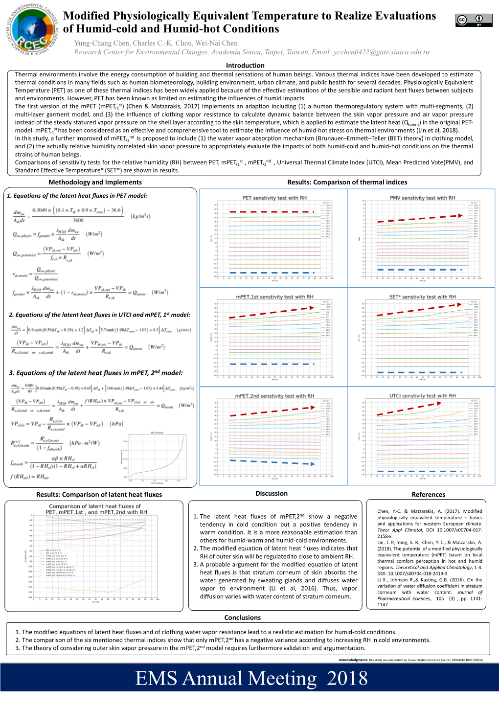 Modified Physiologically Equivalent Temperature to Realize Evaluations of Humid-Cold and Humid-Hot Conditions Yung-Chang Chen, Charles C.-K