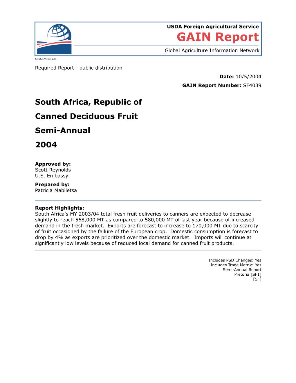 Required Report - Public Distribution s88