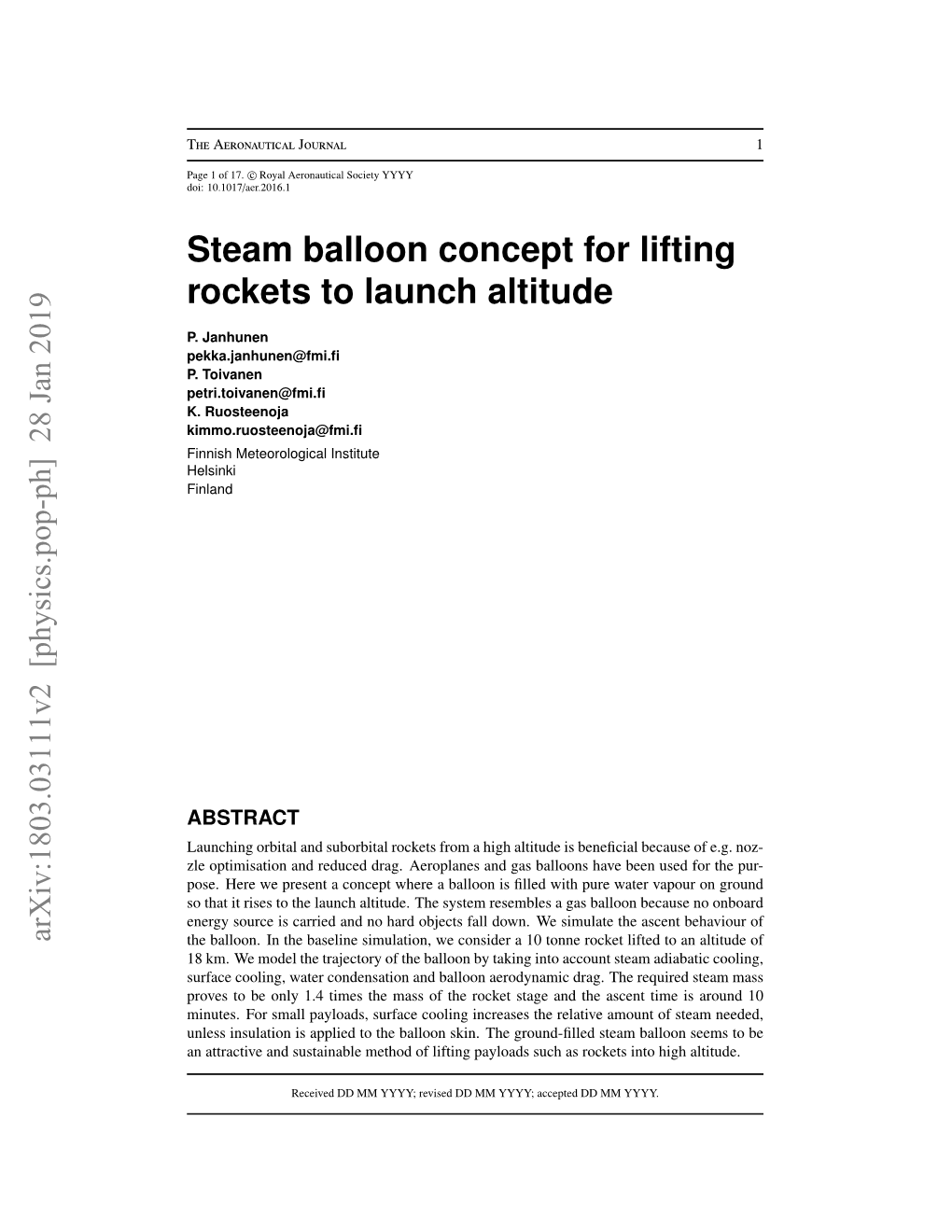 Steam Balloon Concept for Lifting Rockets to Launch Altitude