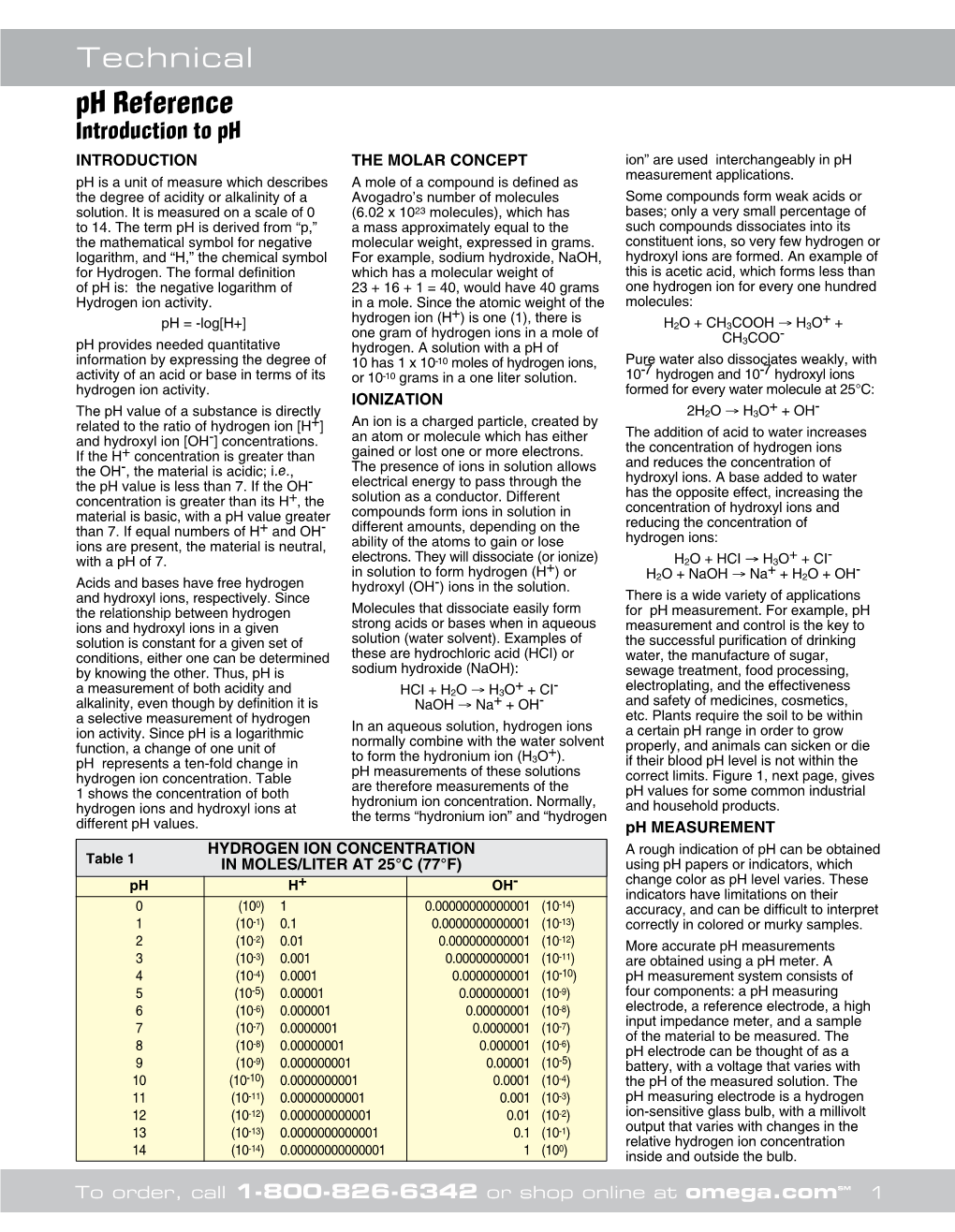 Introduction to Ph INTRODUCTION the MOLAR CONCEPT Ion” Are Used Interchangeably in Ph Measurement Applications