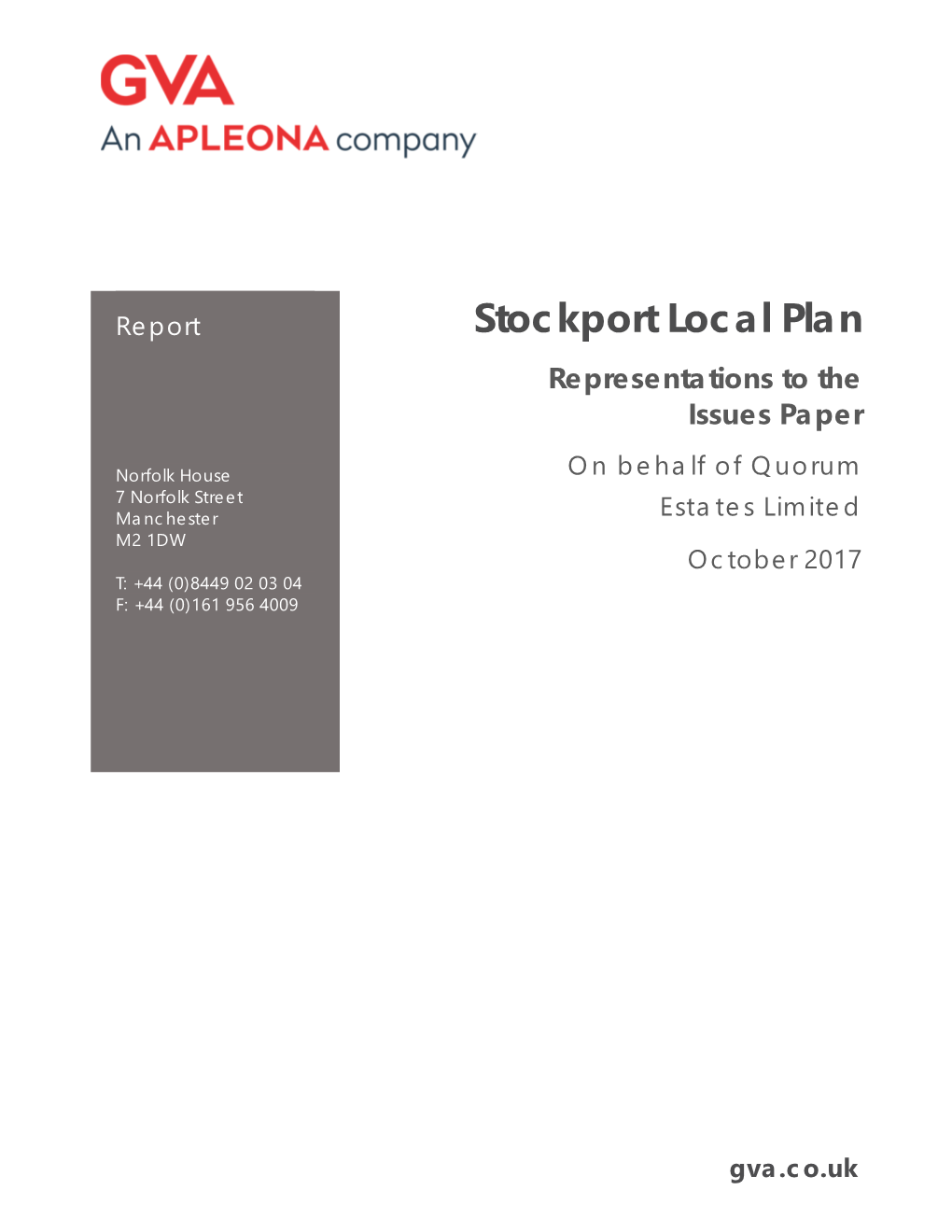 Stockport Local Plan Representations to the Issues Paper