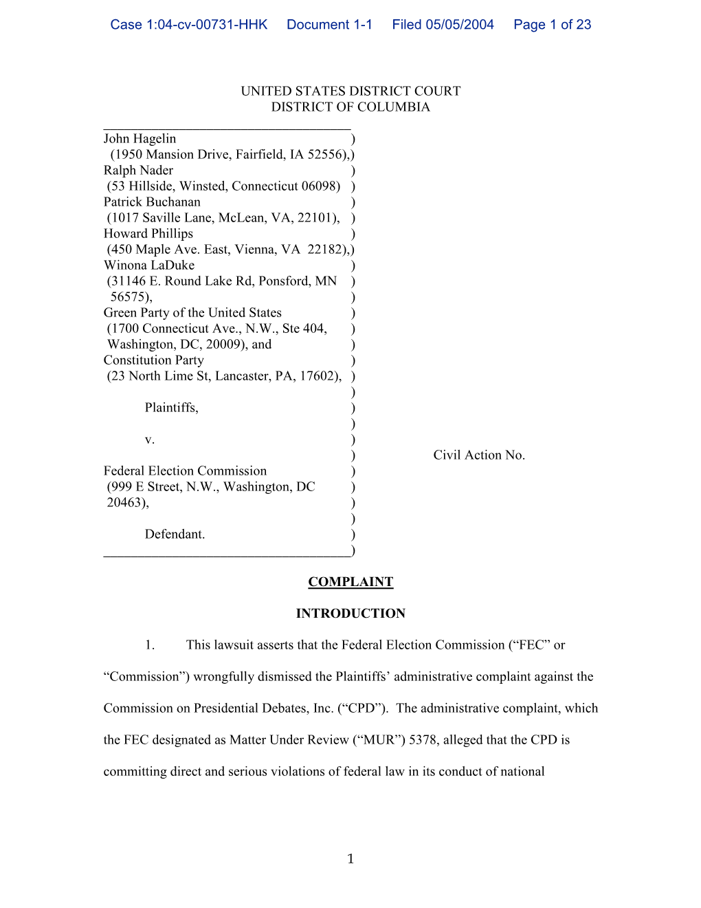 Case 1:04-Cv-00731-HHK Document 1-1 Filed 05/05/2004 Page 1 of 23